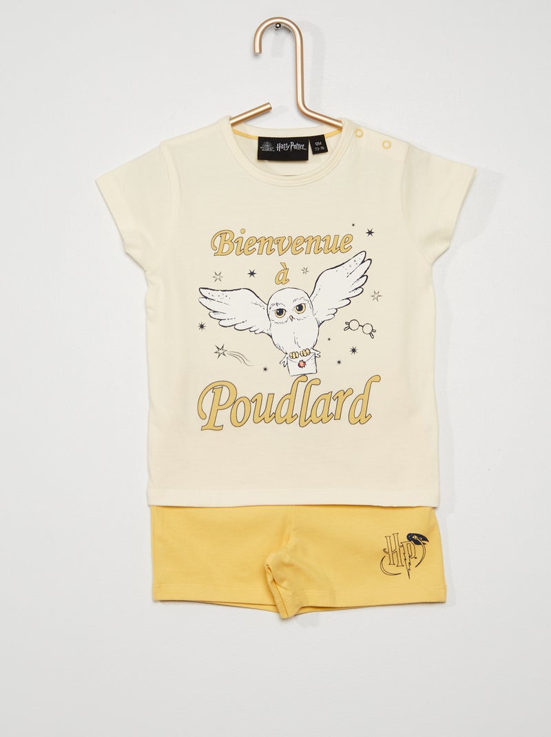 Ensemble pyjama court 'Harry Potter' blanc/jaune - Kiabi