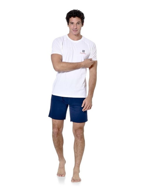 Ensemble pyjama court homme avec t-shirt col V Dom Serge Blanco - Kiabi