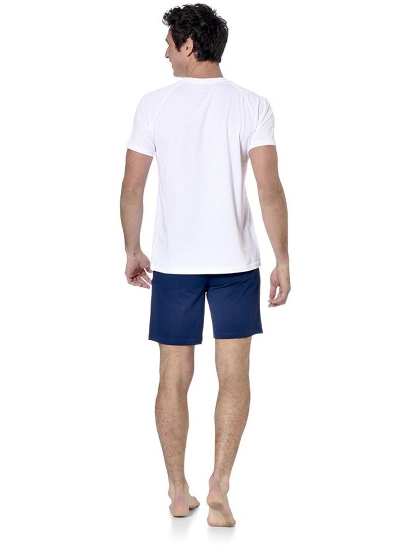 Ensemble pyjama court homme avec t-shirt col v dom serge blanco Bleu - Kiabi