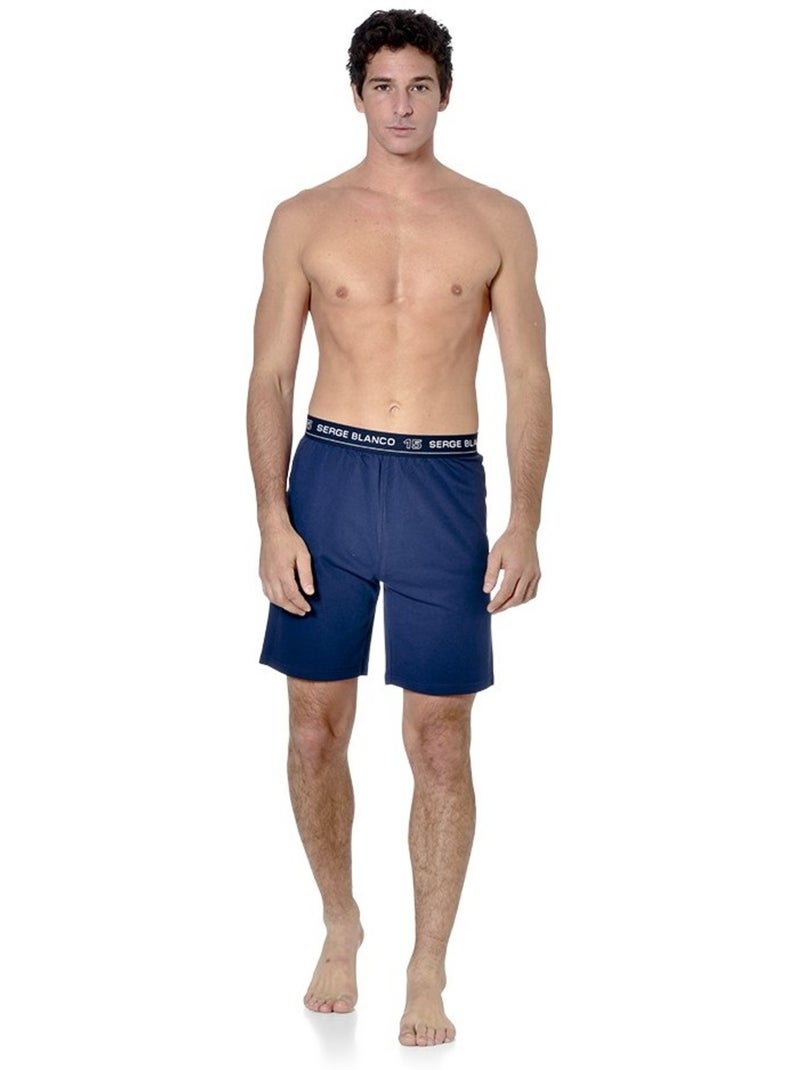 Ensemble pyjama court homme avec t-shirt col v dom serge blanco Bleu - Kiabi