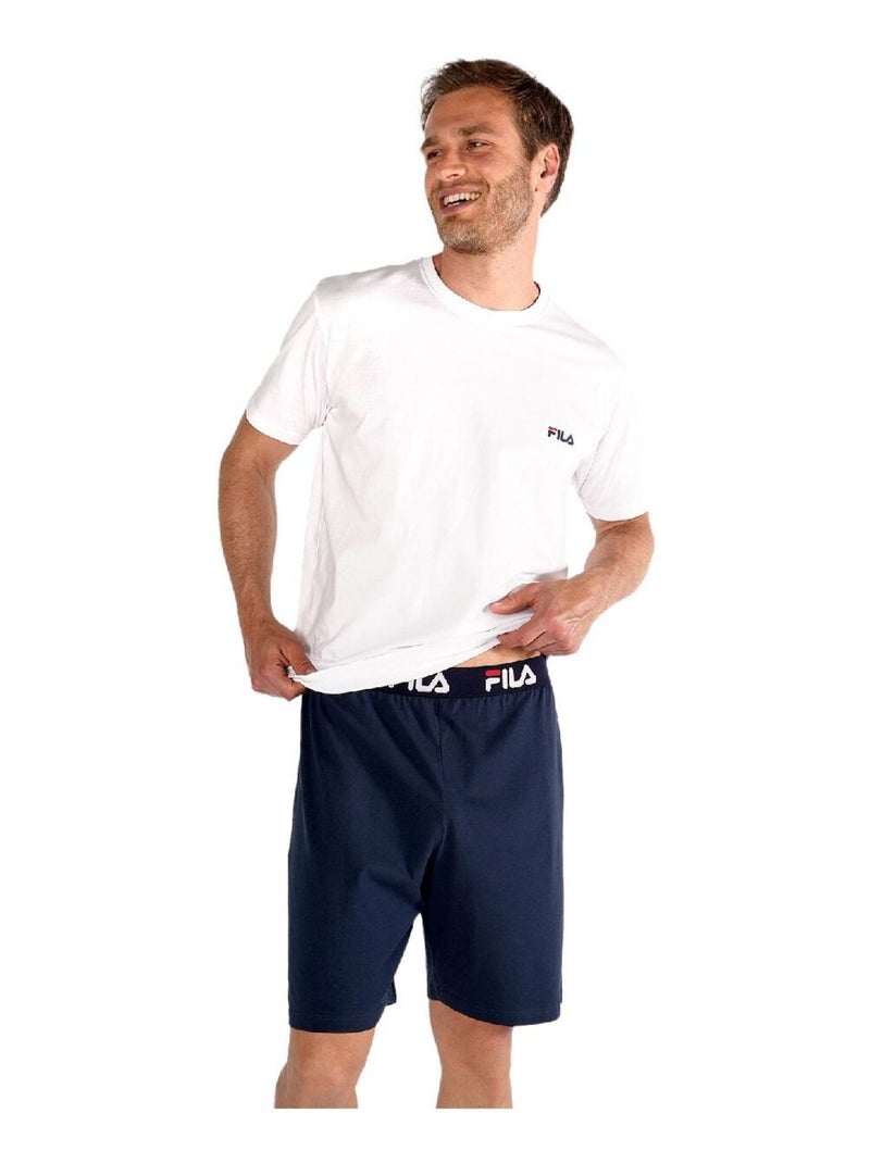 Ensemble pyjama court homme en coton jersey FPS1194 Fila Blanc Bleu - Kiabi