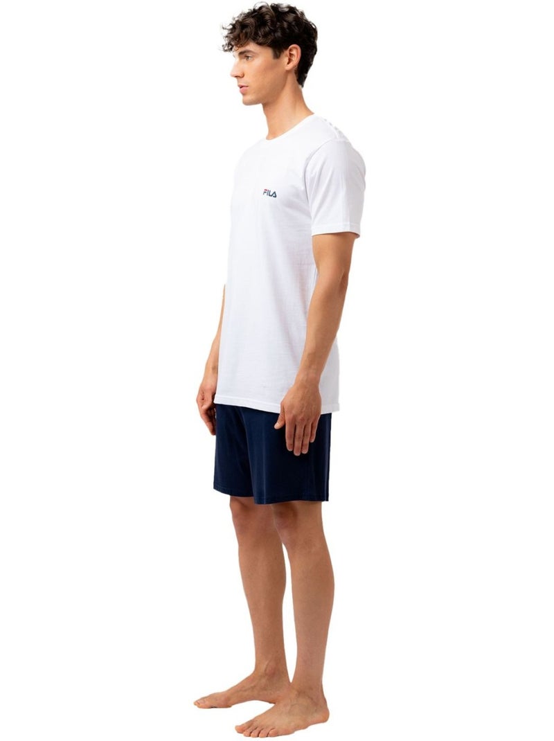 Ensemble pyjama court homme en coton jersey FPS1194 Fila Blanc - Kiabi