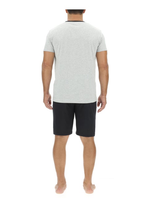 Ensemble Pyjama court homme en coton uni col boutonné & Logo poitrine Pierre Cardin - Kiabi