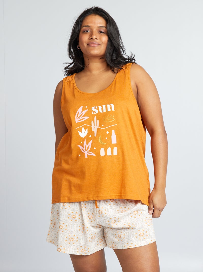 Ensemble pyjama court imprié - 2 pièces Orange - Kiabi