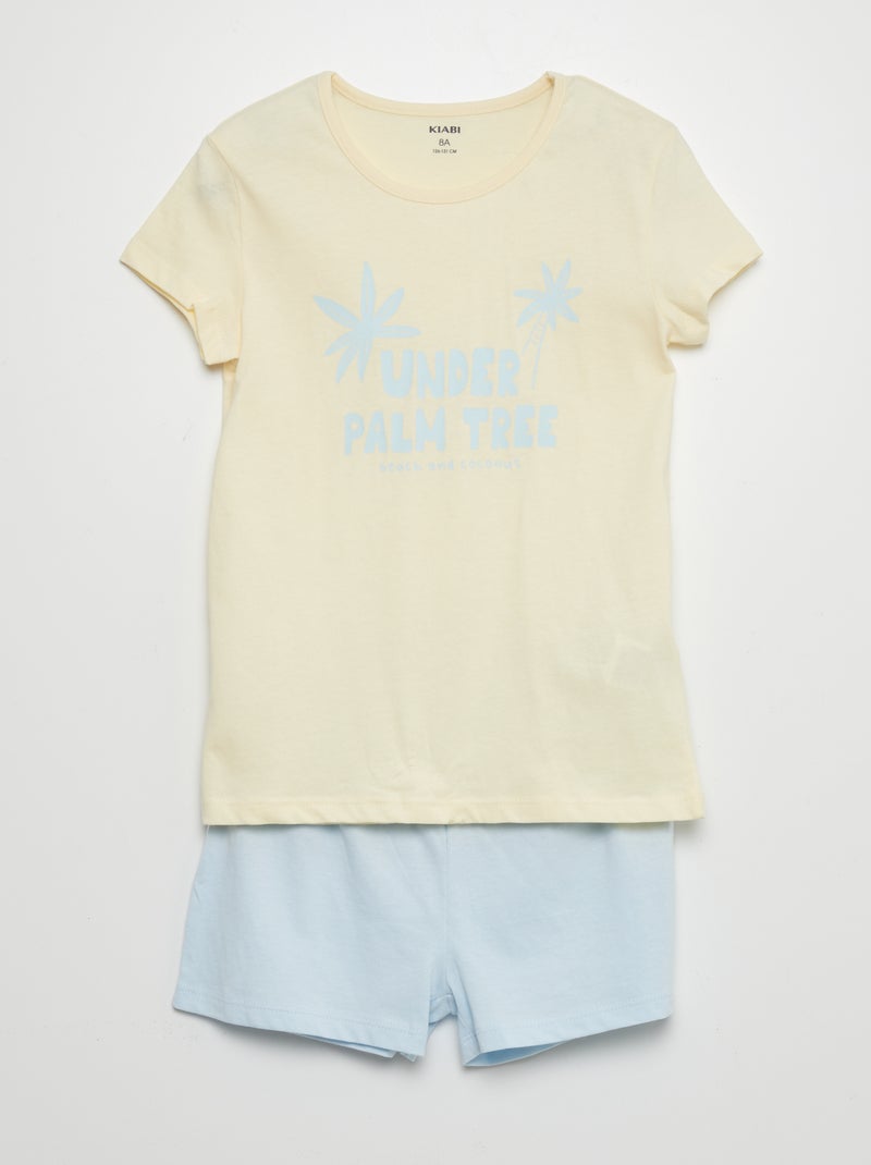 Ensemble pyjama court imprimé - 2 pièces Jaune/bleu - Kiabi