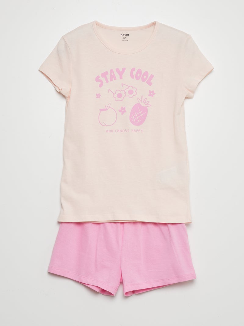 Ensemble pyjama court imprimé - 2 pièces Rose - Kiabi