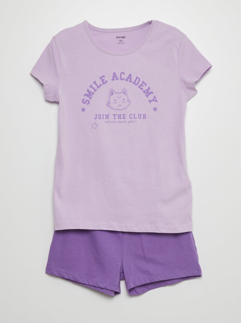 Ensemble pyjama court imprimé - 2 pièces Violet - Kiabi