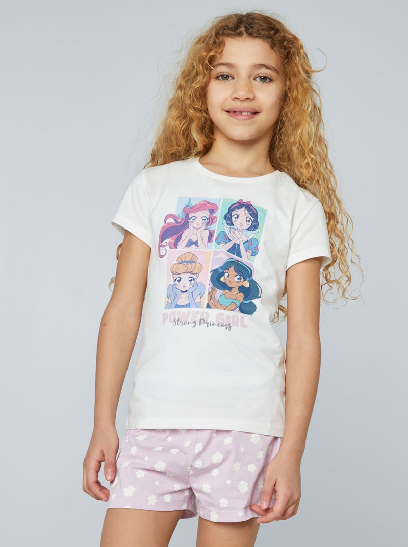 Ensemble pyjama court 'Princesses' 'Disney' Blanc - Kiabi