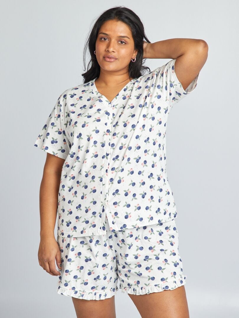 Ensemble pyjama court short + t-shirt - 2 pièces Blanc - Kiabi