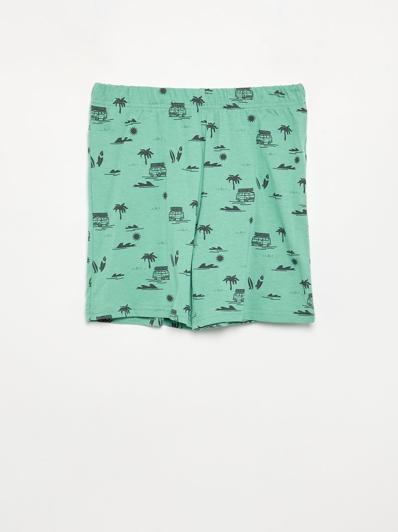 Ensemble pyjama court short + t-shirt - 2 pièces Vert - Kiabi