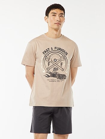 Ensemble pyjama court short + t-shirt 'Fast and Furious' - 2 pièces