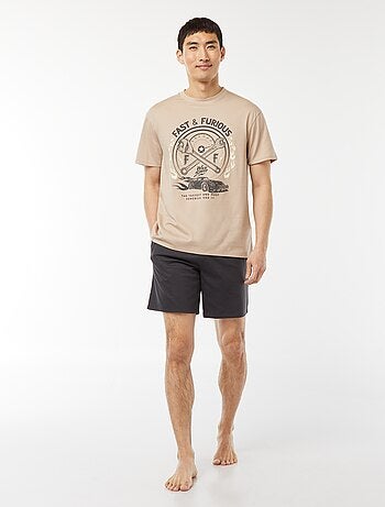 Ensemble pyjama court short + t-shirt 'Fast and Furious' - 2 pièces