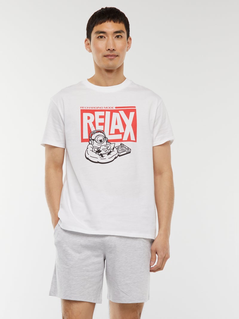 Ensemble pyjama court short + t-shirt 'Minions' -  2 pièces BLANC - Kiabi