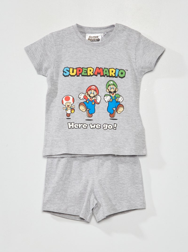 Ensemble pyjama court 'Supermario' Gris - Kiabi