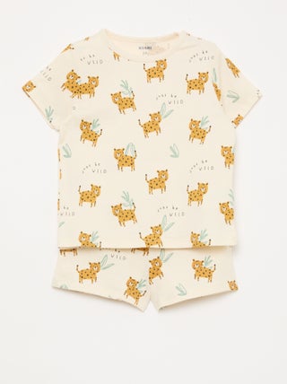 Ensemble pyjama court t-shirt + short - 2 pièces