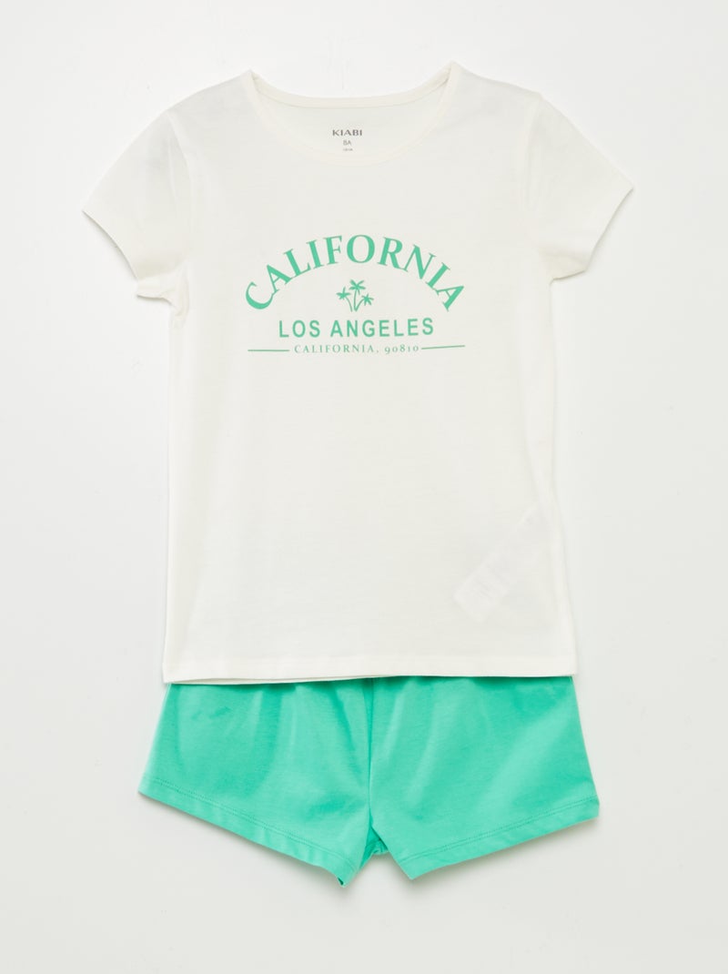 Ensemble pyjama court t-shirt + short - 2 pièces Blanc - Kiabi