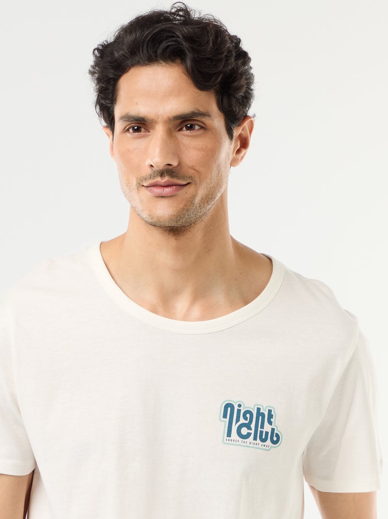 Ensemble pyjama court t-shirt + short - 2 pièces Blanc - Kiabi