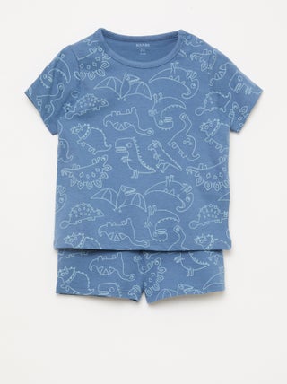 Ensemble pyjama court t-shirt + short - 2 pièces