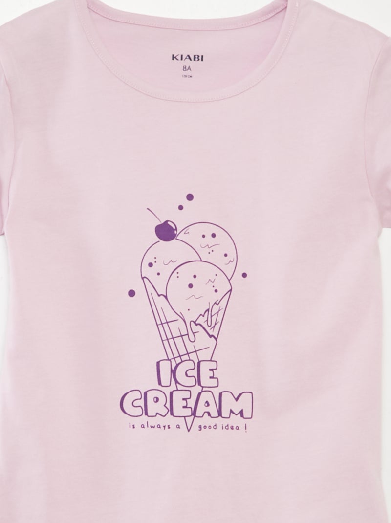 Ensemble pyjama court t-shirt + short - 2 pièces Violet - Kiabi