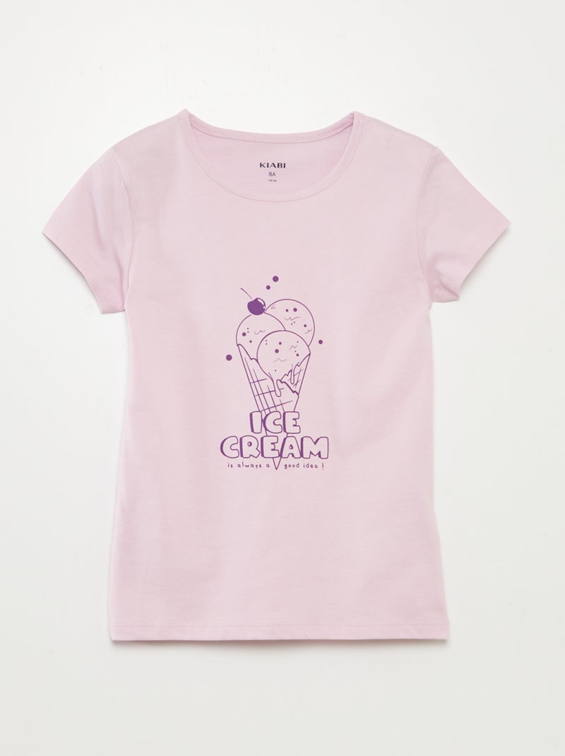 Ensemble pyjama court t-shirt + short - 2 pièces Violet - Kiabi