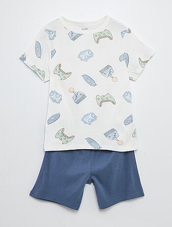 Ensemble pyjama court t-shirt + short avec imprimés - 2 pièces