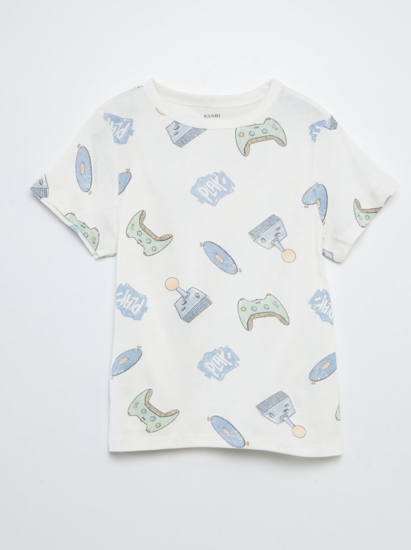 Ensemble pyjama court t-shirt + short avec imprimés - 2 pièces BLANC - Kiabi