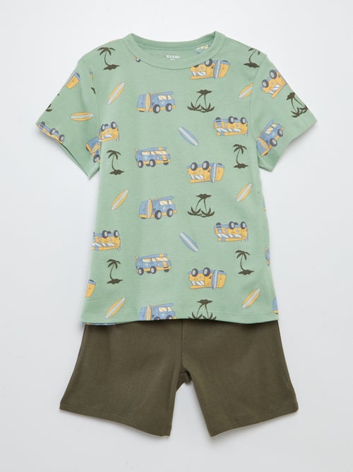 Ensemble pyjama court t-shirt + short avec imprimés - 2 pièces - Kiabi