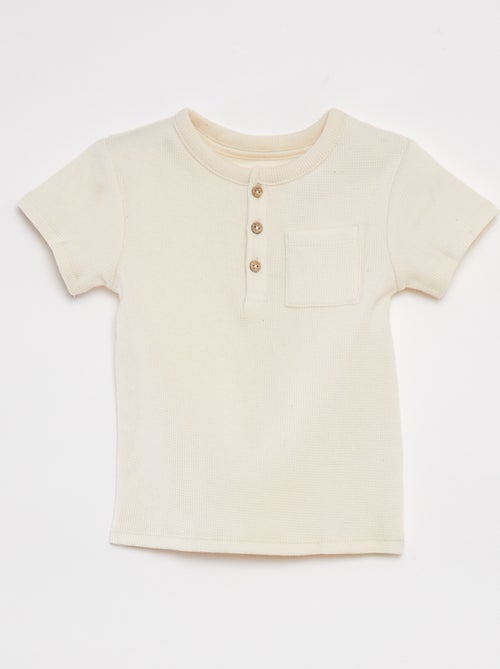 Ensemble pyjama court t-shirt + short en maille gaufrée - 2 pièces - Kiabi