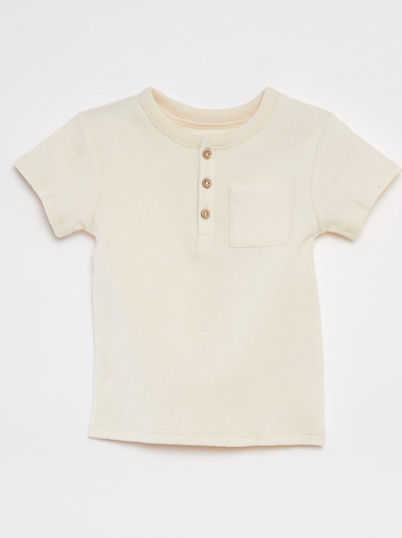 Ensemble pyjama court t-shirt + short en maille gaufrée - 2 pièces BLANC - Kiabi