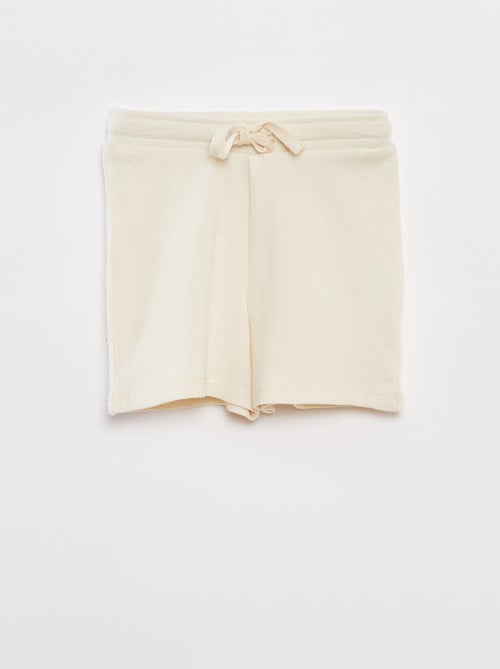 Ensemble pyjama court t-shirt + short en maille gaufrée - 2 pièces - Kiabi