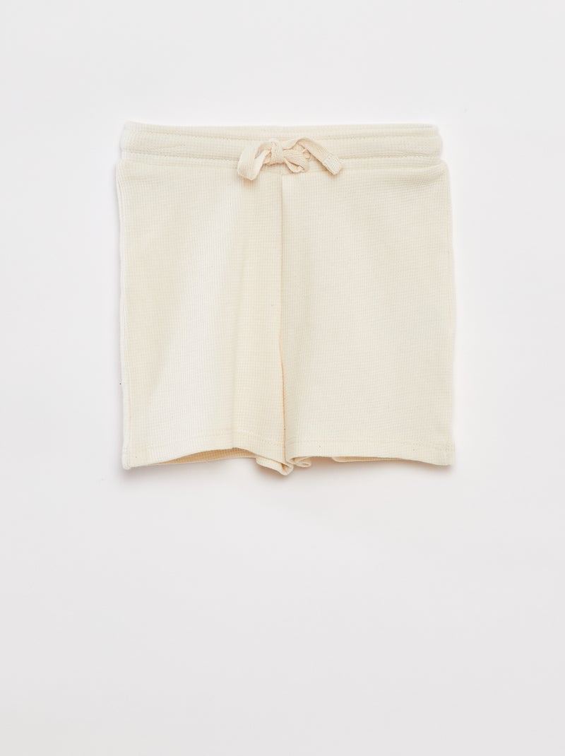 Ensemble pyjama court t-shirt + short en maille gaufrée - 2 pièces BLANC - Kiabi