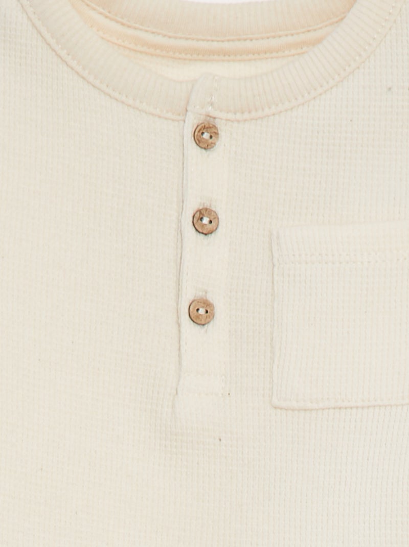 Ensemble pyjama court t-shirt + short en maille gaufrée - 2 pièces BLANC - Kiabi