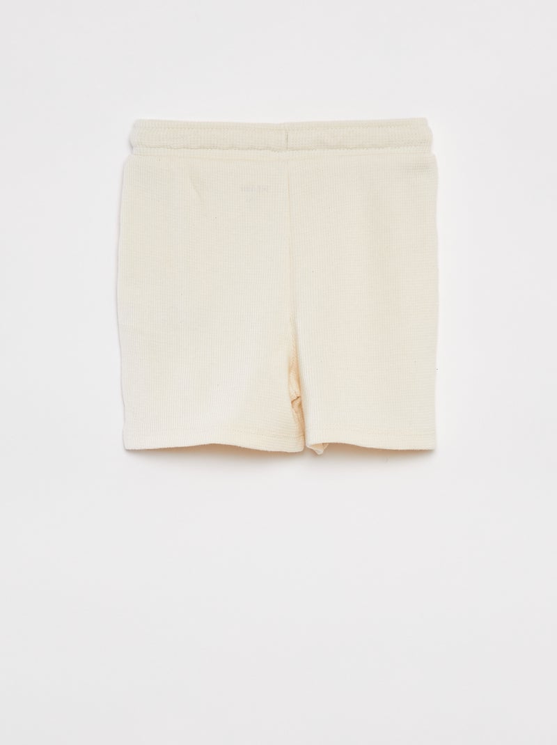 Ensemble pyjama court t-shirt + short en maille gaufrée - 2 pièces BLANC - Kiabi