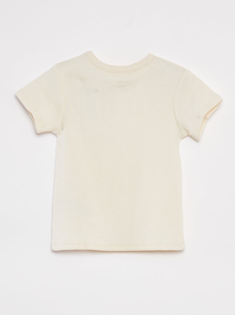 Ensemble pyjama court t-shirt + short en maille gaufrée - 2 pièces BLANC - Kiabi