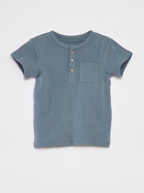 Ensemble pyjama court t-shirt + short en maille gaufrée - 2 pièces - Kiabi