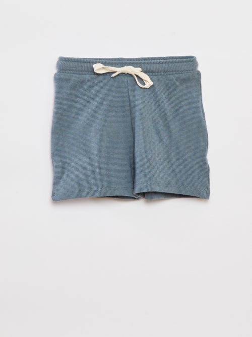 Ensemble pyjama court t-shirt + short en maille gaufrée - 2 pièces - Kiabi