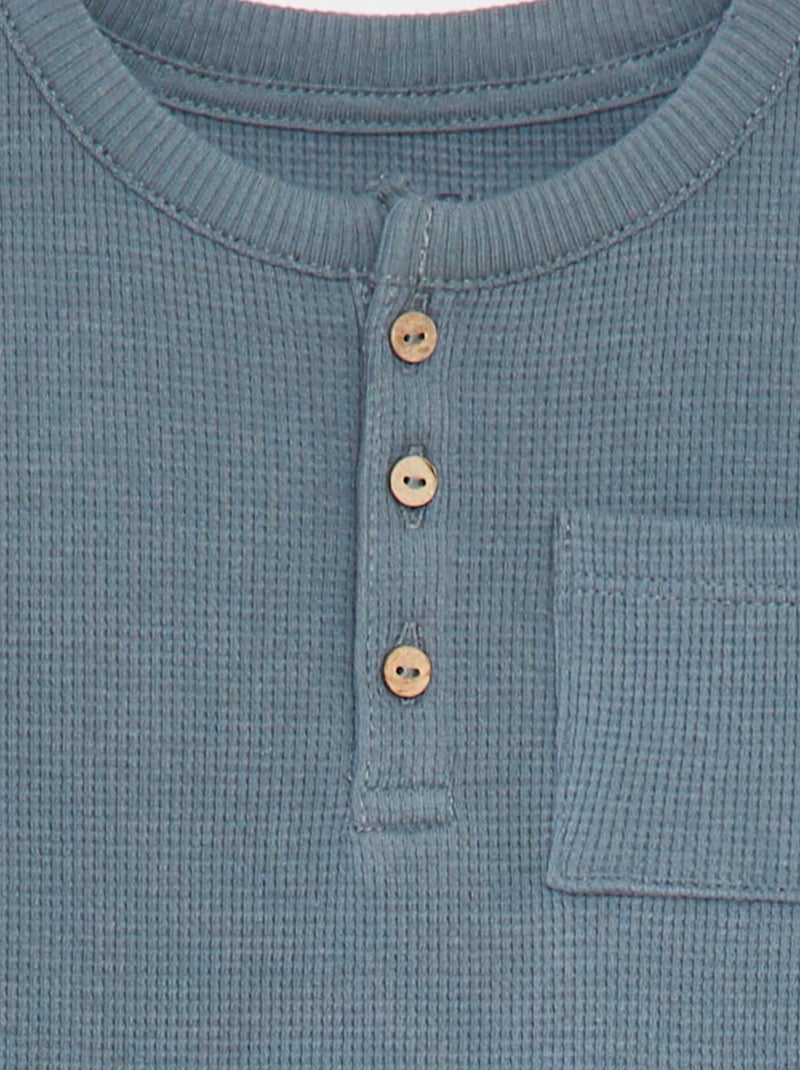 Ensemble pyjama court t-shirt + short en maille gaufrée - 2 pièces BLEU - Kiabi