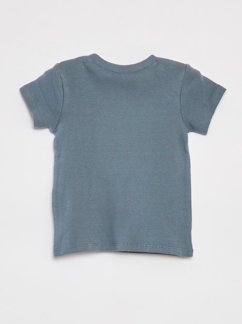 Ensemble pyjama court t-shirt + short en maille gaufrée - 2 pièces - Kiabi