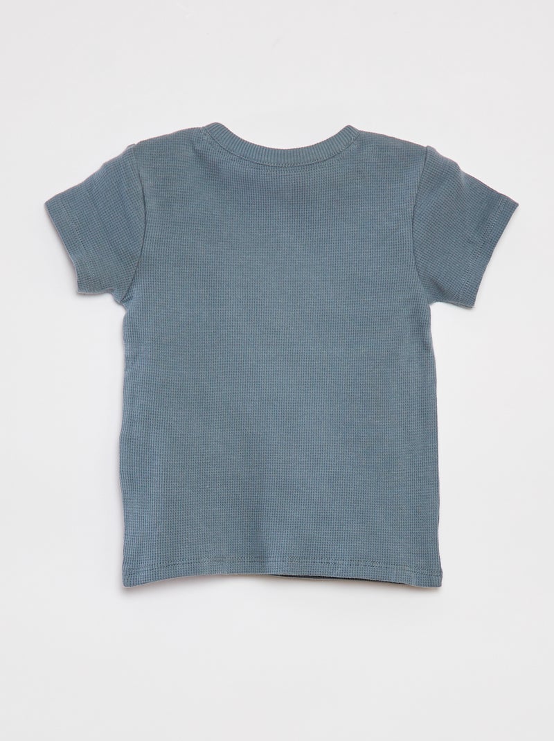 Ensemble pyjama court t-shirt + short en maille gaufrée - 2 pièces BLEU - Kiabi