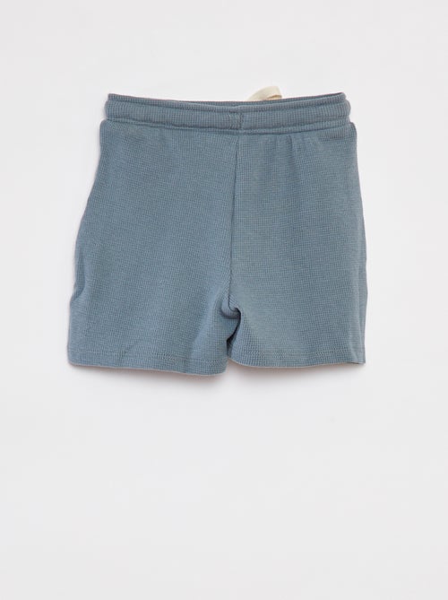 Ensemble pyjama court t-shirt + short en maille gaufrée - 2 pièces - Kiabi