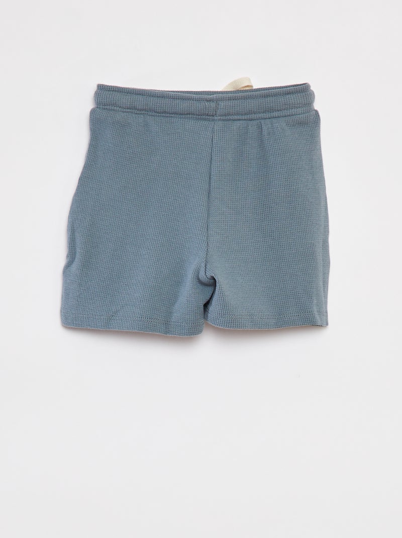 Ensemble pyjama court t-shirt + short en maille gaufrée - 2 pièces BLEU - Kiabi