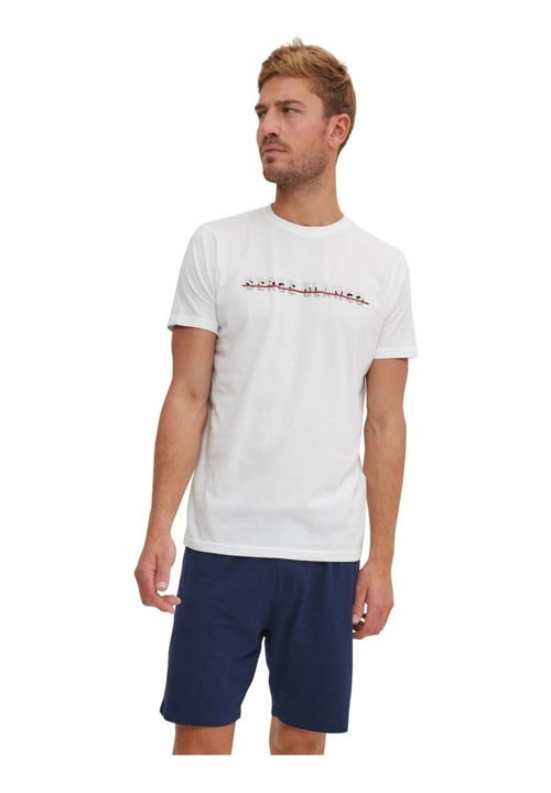 Ensemble Pyjama court Tshirt col rond homme en coton Serge Blanco - Kiabi