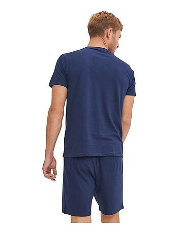 Ensemble pyjama court tshirt col rond homme en coton serge blanco