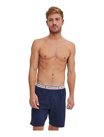 Ensemble pyjama court tshirt col rond homme en coton serge blanco