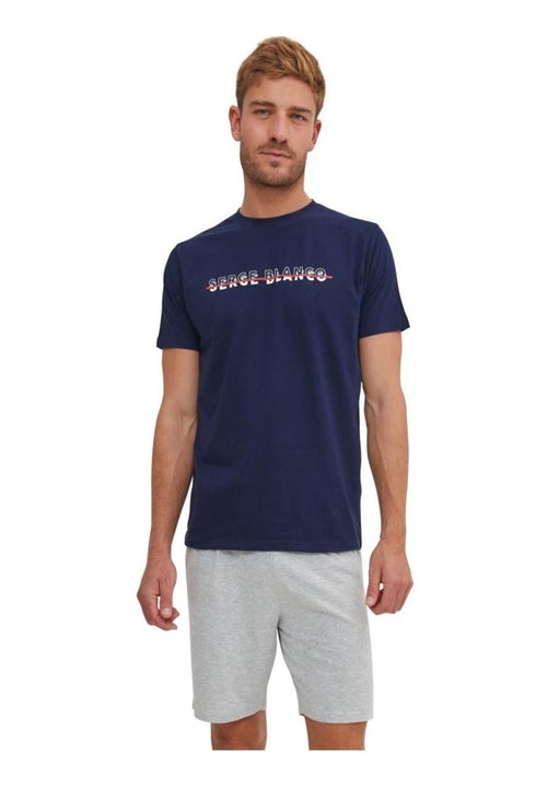 Ensemble Pyjama court Tshirt col rond homme en coton Serge Blanco - Kiabi