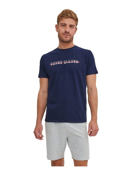 Ensemble Pyjama court Tshirt col rond homme en coton Serge Blanco - Kiabi