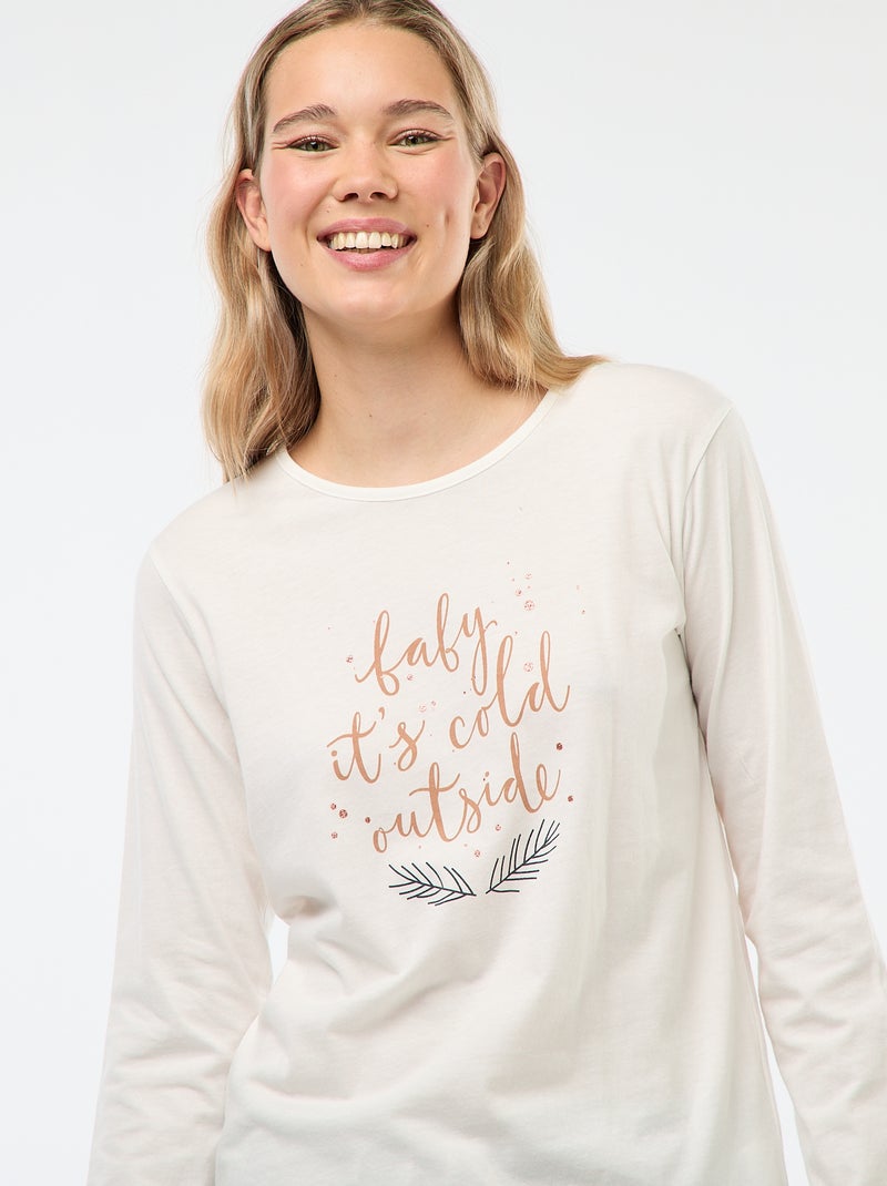 Ensemble pyjama de Noël - 2 pièces Blanc - Kiabi