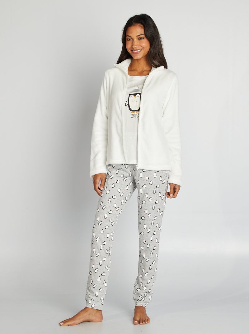 Ensemble pyjama de Noël - 3 pièces Blanc/gris - Kiabi