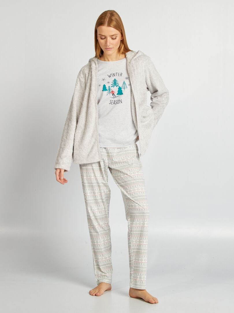 Ensemble pyjama de Noël - 3 pièces Gris - Kiabi