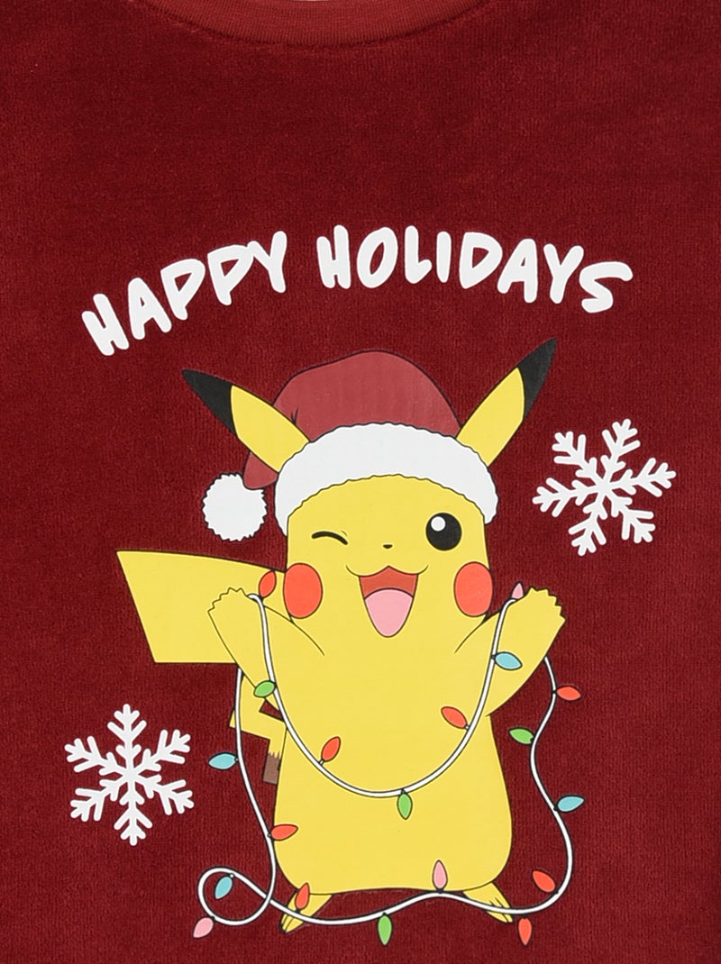 Ensemble pyjama de Noël 'Pikachu' long T-shirt + pantalon - 2 pièces Rouge - Kiabi